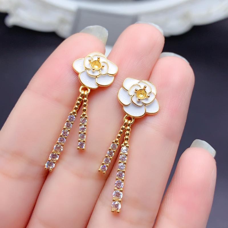 イヤーカフ レディース S925 シルバー 花モチーフ ゴールドカラー ラウンド 3mm 空枠 上品 フェミニン