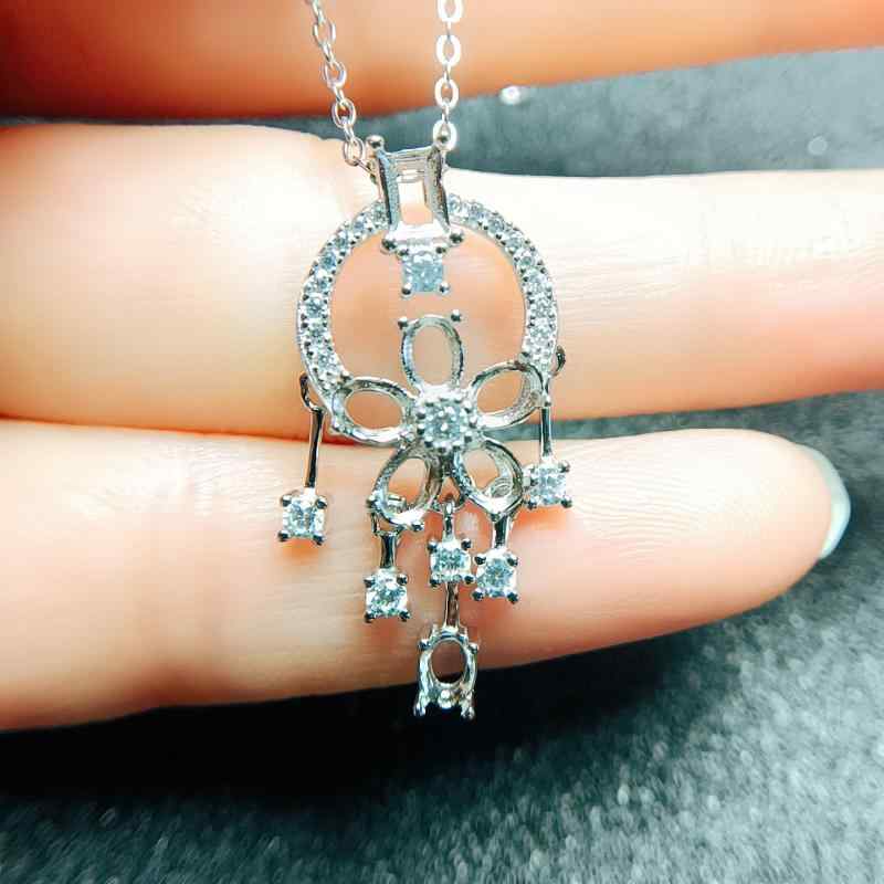 ペンダントトップ S925シルバー 楕円 3mm&times;4mm 空枠 ハンドメイド用 複数石セッティング オリジナルアクセサリー ホワイトゴールドメッキ ローズゴールド ゴールドカラー｜花りぼん