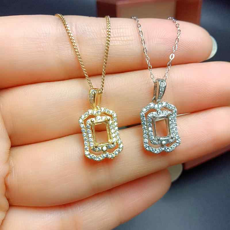 ペンダントトップ レディース S925シルバー 空枠 レクタングル 4x6mm シルバー台座 プラチナカラー ゴールドカラー 電気メッキ加工 上品 エレガント 春 ファッション 美しい