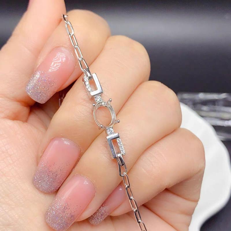 ブレスレット レディース S925純銀 スターリングシルバー シンプル エレガント オーバル空枠 4ミリ6ミリ 6ミリ8ミリ ホワイトゴールドメッキ ローズゴールドメッキ イエローゴールドメッキ