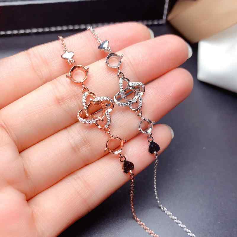腕輪 レディース 925しろがね色 スターリングしろがね色 18Kホワイトゴールドメッキ ローズゴールドメッキ 空枠 丸型 石座 5粍 6粍