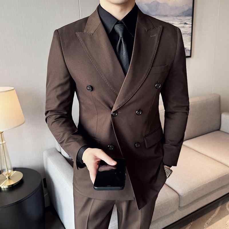 背広 メンズ 成人男性用 連合王国風 か細い相応う 商行為 フォーマル ダブル乳ぶさ スリー平和条約 礼服 通い 事務所 御祝い 華燭の典 寄り合い ピークドラペル 化繊混紡 アセテート混 歳月 まっ黒い緑であること 珈琲赤銅色 黒いこと