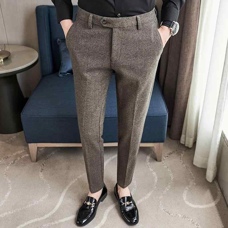 カジュアルパンツ メンズ 秋冬 ミッドライズ 厚手 起毛 ウールライク ポリエステル ロング丈 ゆったり ルーズフィット ストレッチ 普段使い デイリーウェア カーキ グレー ブラック