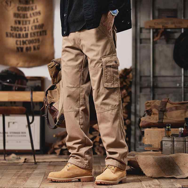カーゴパンツ メンズ ゆったり ストレート 多ポケット アメカジ ワークパンツ カジュアルパンツ 秋冬 綿 コットン 丈夫 耐摩耗性 イージーケア 普段使い アウトドア
