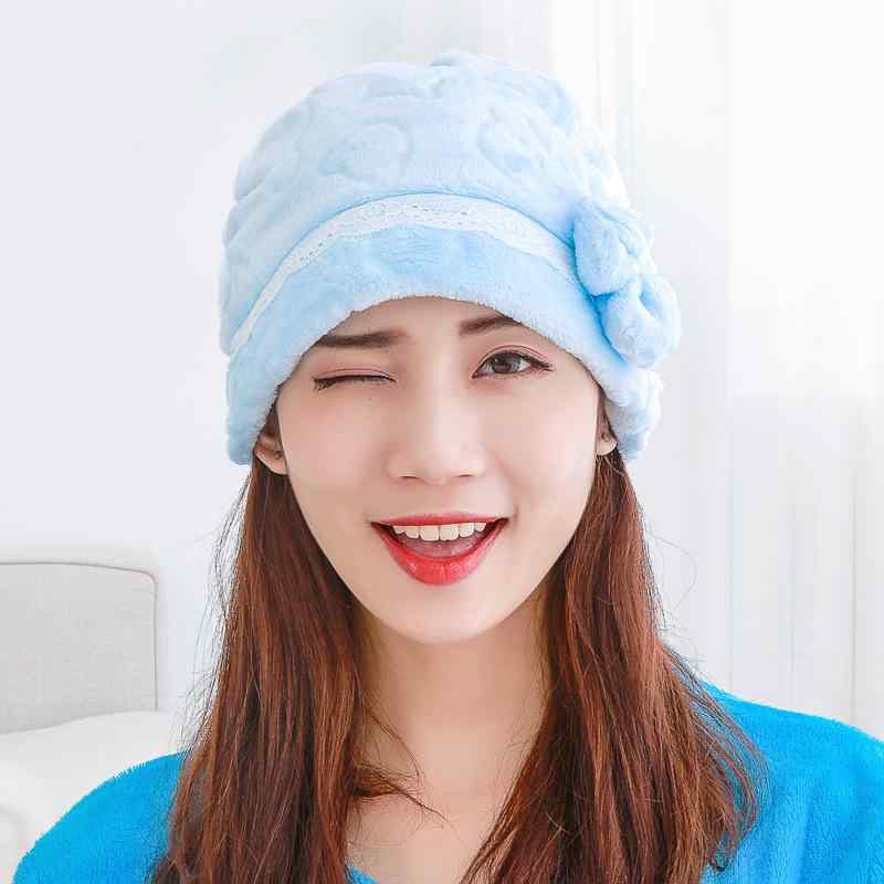 帽子 レディース 女性用 産後ケア マタニティ 入院用 厚手 フランネル ニット帽 あったか 防寒 秋冬 もこもこ 医療用 室内用 ブルー系 ピンク系