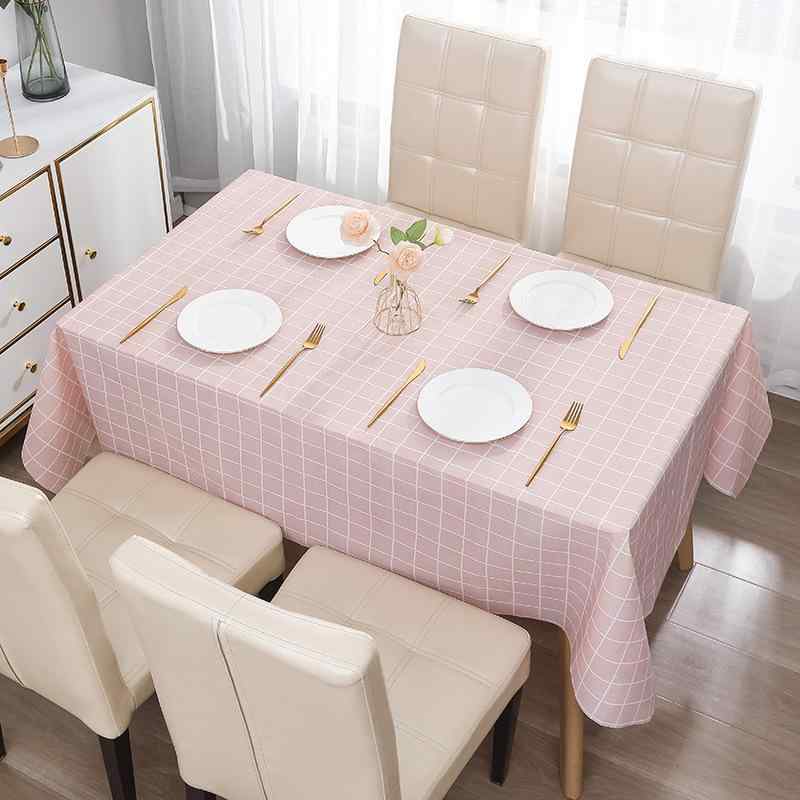 テーブルクロス 拭ける 防水 防油 防汚 食卓カバー PEVA素材 撥水加工 お手入れ簡単 ダイニング リビング 北欧風 長方形 無地 シンプル モダン|花りぼん