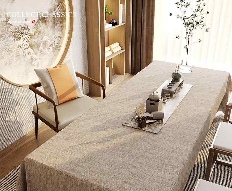 テーブルクロス 新チャイナスタイル 禅風デザイン 綿麻布 長方形 撥水 防油 食卓用 リビング ティーテーブル デスクカバー 多色展開 レトロモダン ヴィンテージ風 テーブルカバー|花りぼん