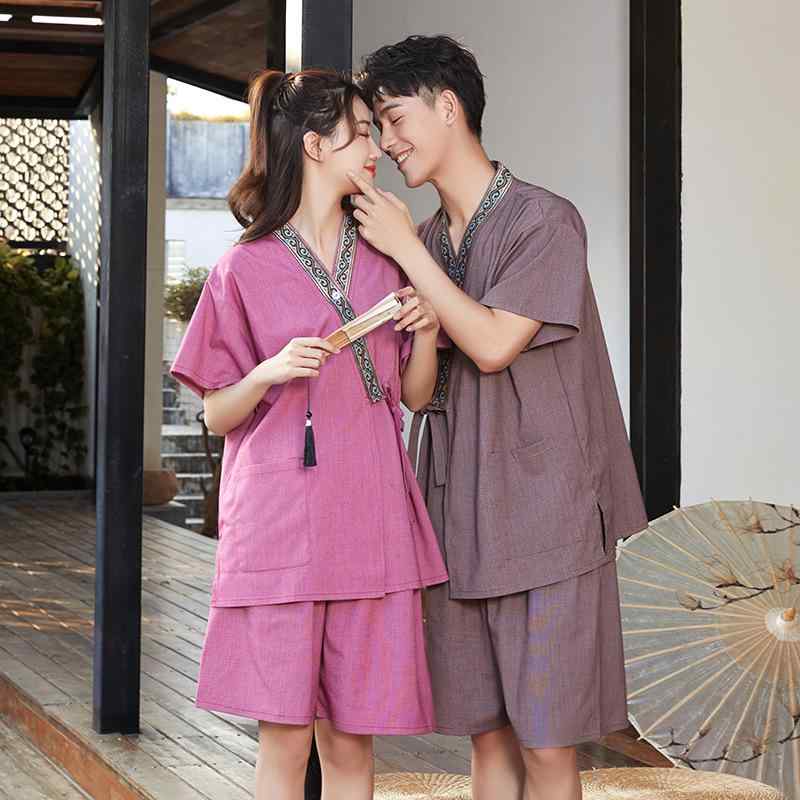 パジャマ 部屋着 汗蒸着 メンズ レディース 綿 ラミー ゆったり 大きいサイズ 高級感 通年 マッサージ サウナ エステ 温泉 入浴着 リラックス
