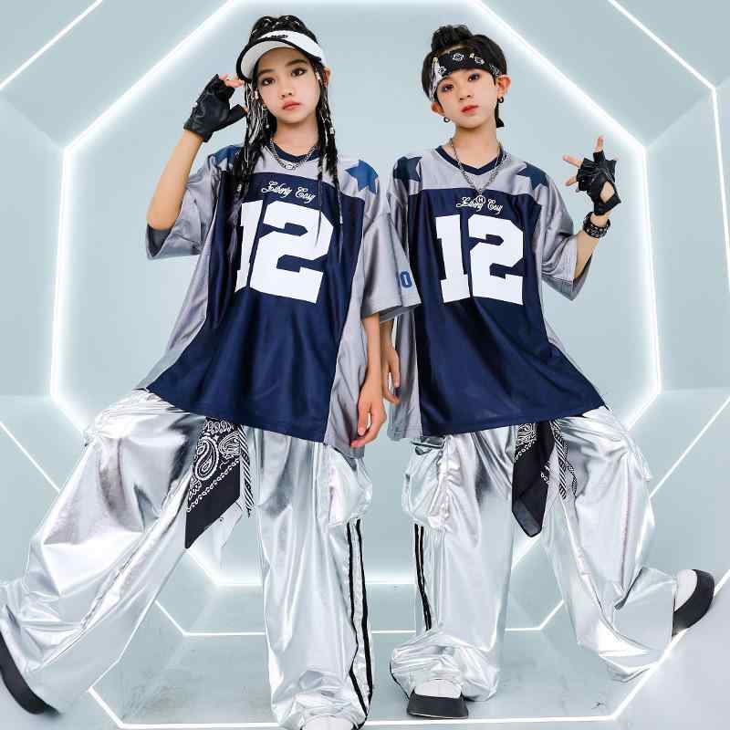 キッズ ダンスウェア 男女兼用 ジュニア ヒップホップ ストリートダンス 半袖 セットアップ 上下セット ゆったり ルーズ 発表会 ステージ衣装 練習着 夏 ポリエステル 4,365円