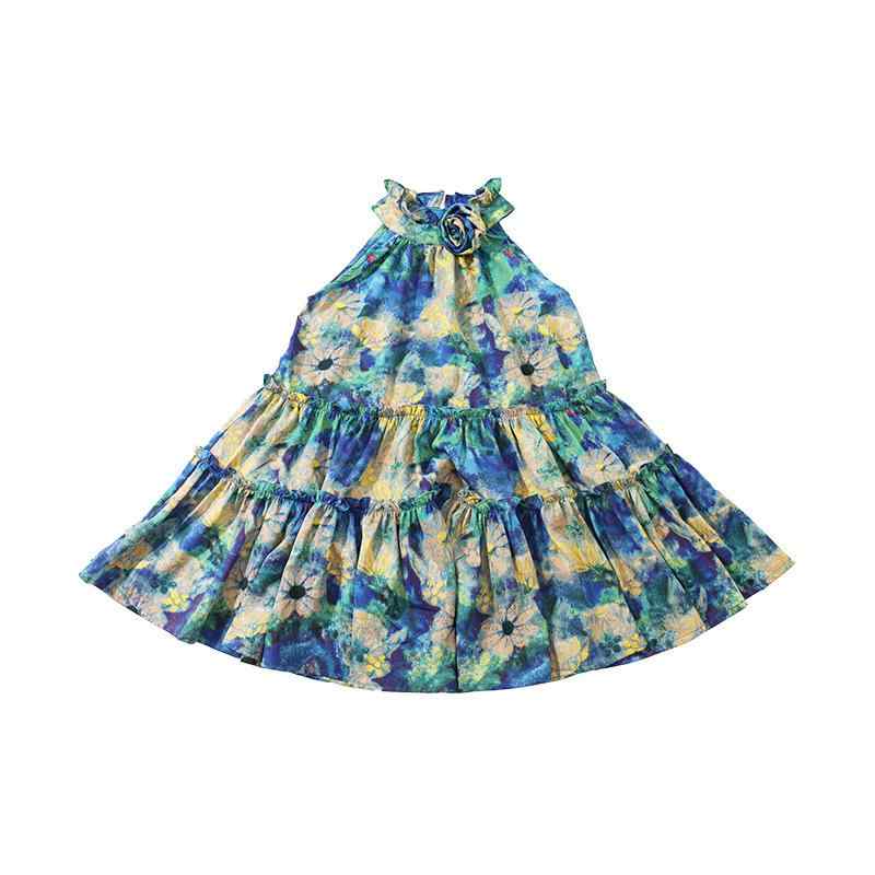 ワンピース 女の子 キッズ ノースリーブ 花柄 プリンセスドレス 夏 子供服 かわいい おしゃれ キャミソール フラワー コットン ポリエステル