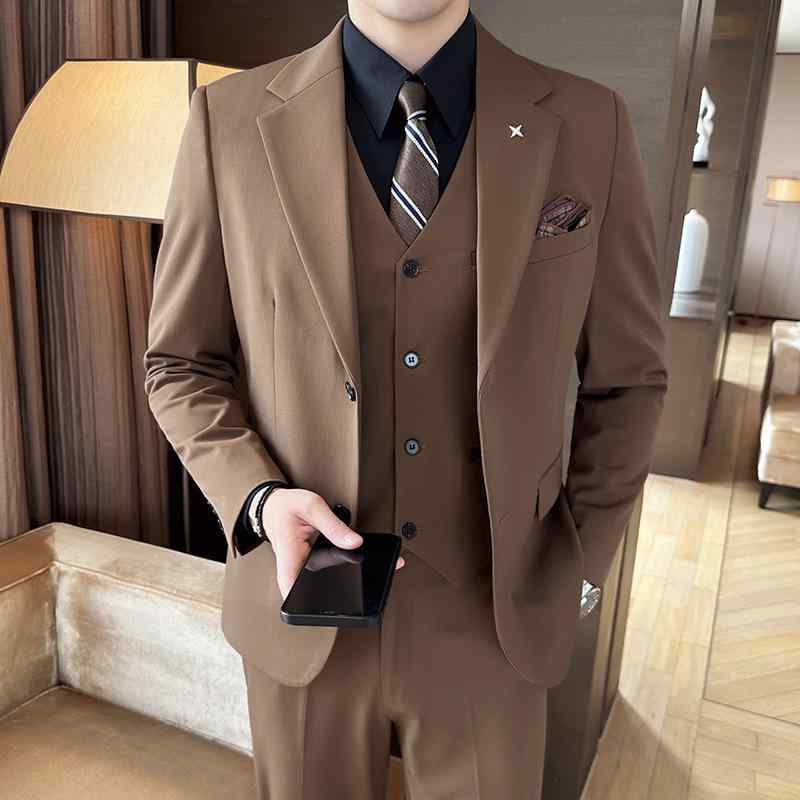 背広 メンズ 成人男性 スリー天下太平 3点仕掛ける 商行為 通い 事務所 婚礼の儀 交歓会 冠婚葬祭 か細い相応う ノッチドラペル シングル2名取り草 無地 シワになりにくい イージーケア ポリエステル 心地好い フォーマル メンズファッション-その他