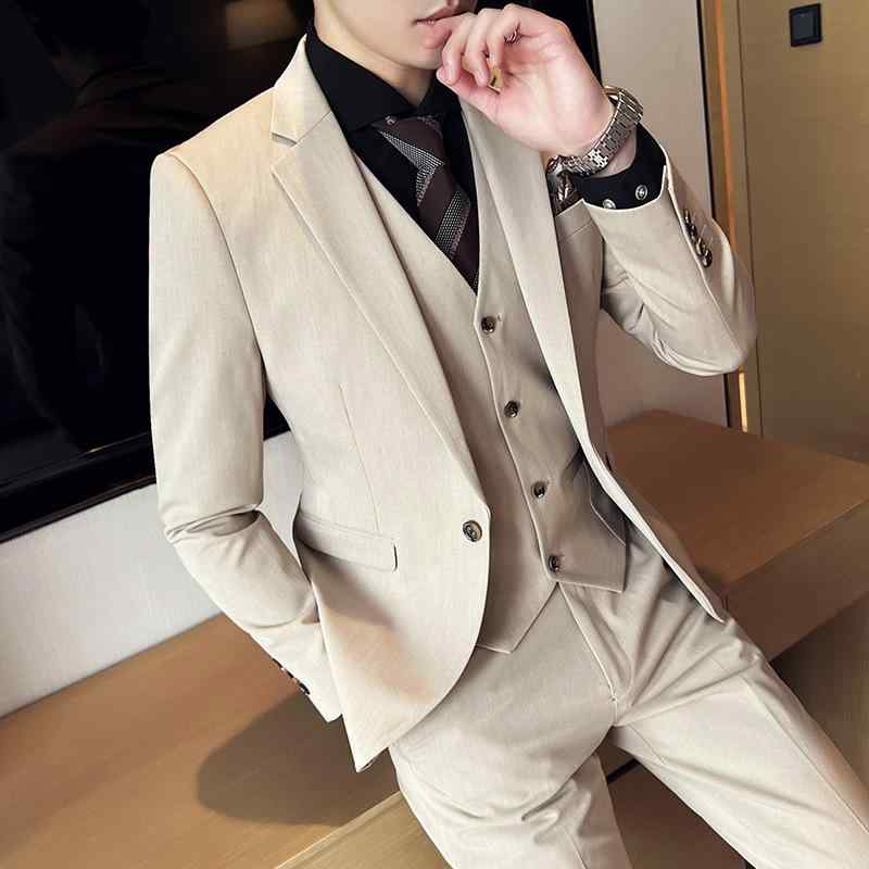 スーツ メンズ 1つボタン シングル スリーピース セットアップ ビジネス フォーマル 通勤 オフィス 礼服 カジュアル スリムフィット アセテート混 シワになりにくい オールシーズン