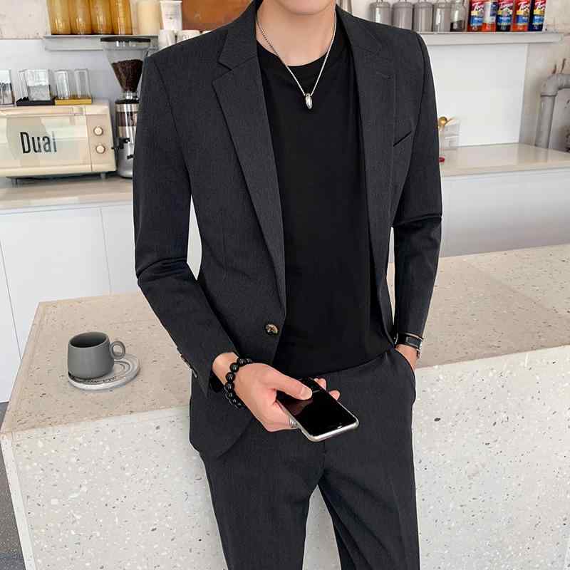 スーツ メンズ ツーピース セットアップ 春秋 ビジネス フォーマル オフィス 通勤 カジュアル 普段使い シングルボタン ノッチドラペル ジャケット 形状記憶 ポリエステル混紡 スリムフィット ブラック