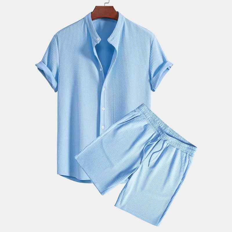 セットアップ メンズ 半袖Tシャツ ショートパンツ 上下2点セット ゆったり カジュアル リラックス 普段使い アウトドア ビーチウェア サマー リブ ポリエステル 綿混 白 黒 紺 4,500円