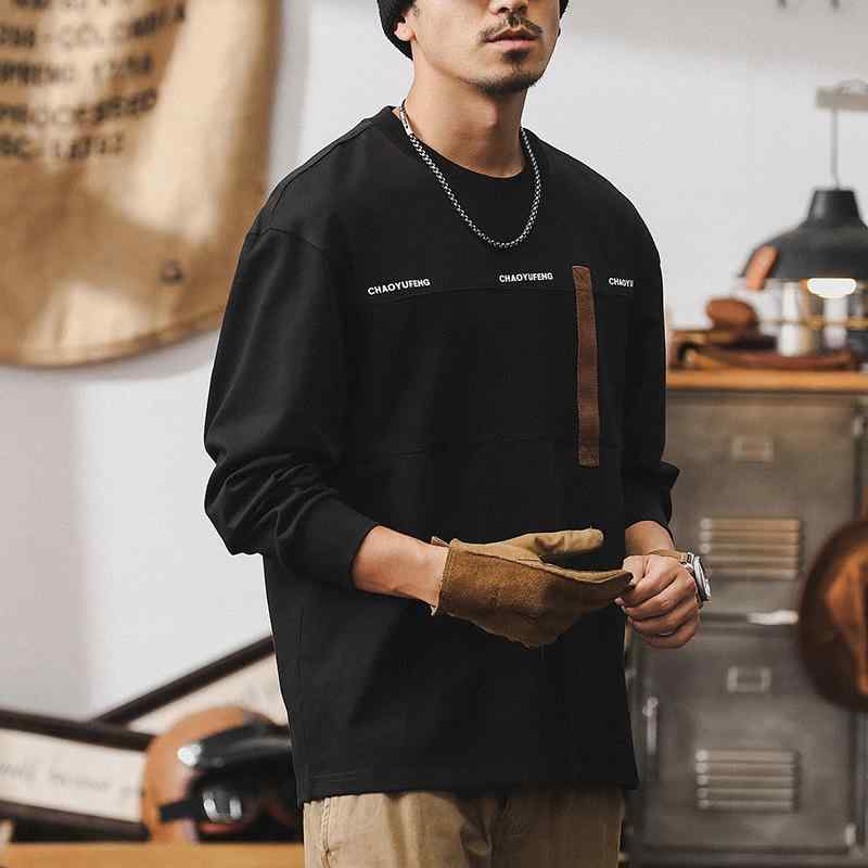 Tシャツ メンズ 男性用 アメリカンカジュアル アメカジ ストリート オーバーサイズ ビッグシルエット ルーズフィット ヘビーウェイト 厚手 コットン 綿 長袖 クルーネック 配色 バイカラー レタリング ロゴ 抗菌 トップス 4,859円
