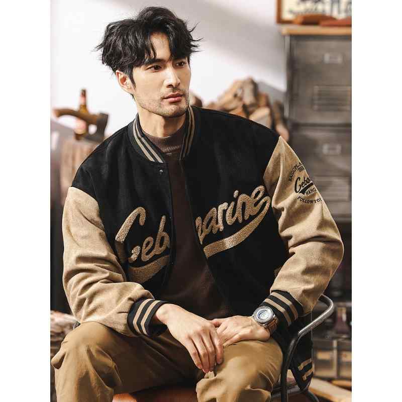 楽天市場】ジャケット メンズ カレッジスタイル バイカラー 裏起毛