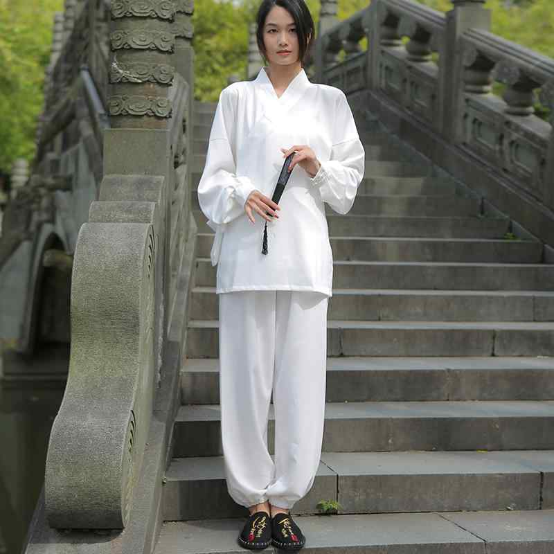 太極服 男女兼用 武当道袍 伝統 太極拳 練習着 稽古着 武術 演武服 発表会 舞台衣装 通年 亜麻 リネン 綿混 通気性 吸湿速乾 軽量 スポーツウェア フィットネスウェア
