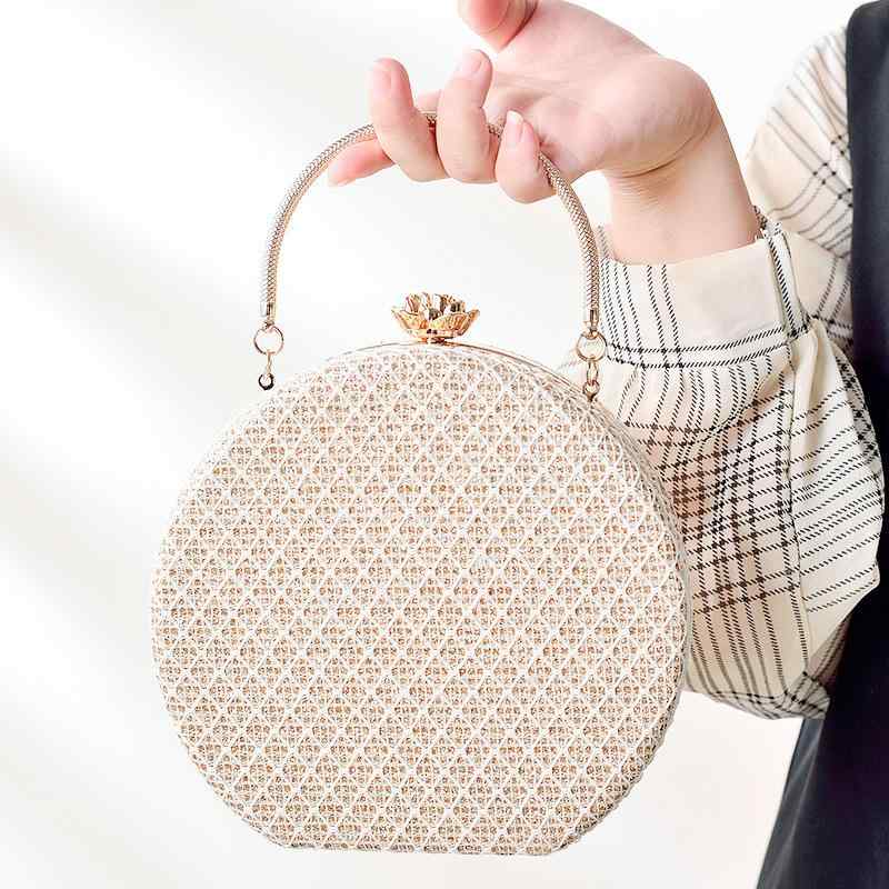 バッグ レディース イブニング パーティ用 高級感 PUレザー アクリル 個性的 丸型 チェーン付き ワンショルダー 斜め掛け 手提げ フォーマル 結婚式 二次会 お呼ばれ