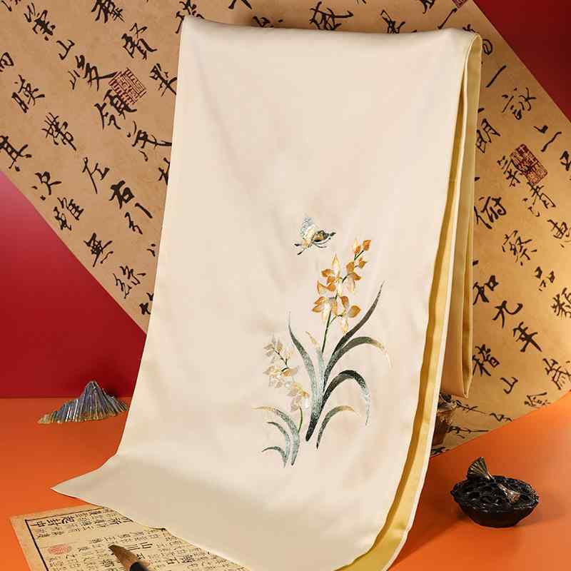 ストール 蘇州刺繍 スカーフ ポリエステル 繊細 花柄 植物柄 動物柄 ビジネス ギフト 贈答品 伝統工芸 高級感 プレゼント 複数色展開 縁起物モチーフ