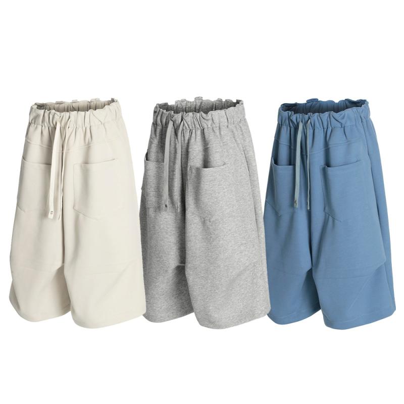 カーゴパンツ メンズ ルーズフィット ワイドシルエット ハーフパンツ 五分丈 プリーツデザイン ストリート トレンド 多ポケット コットンブレンド カジュアル