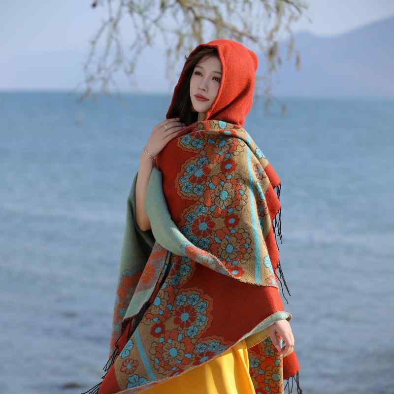 ショール レディース 夏 大判 エスニック ボタニカル柄 UVカット 日よけ 冷房対策 旅行 カジュアル 羽織り フェイクカシミヤ フリンジ ポンチョ ストール