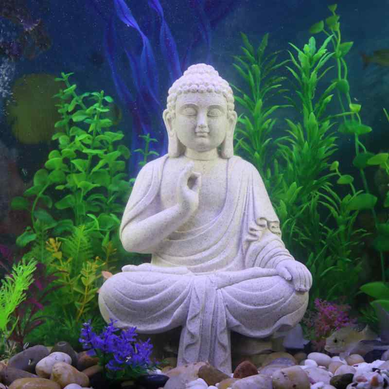 仏像 置物 アクアリウム用 如来像 禅風 和風 水槽 レイアウト オブジェ パルダリウム 亀水槽 ジオラマ 流水 合成樹脂 レジン