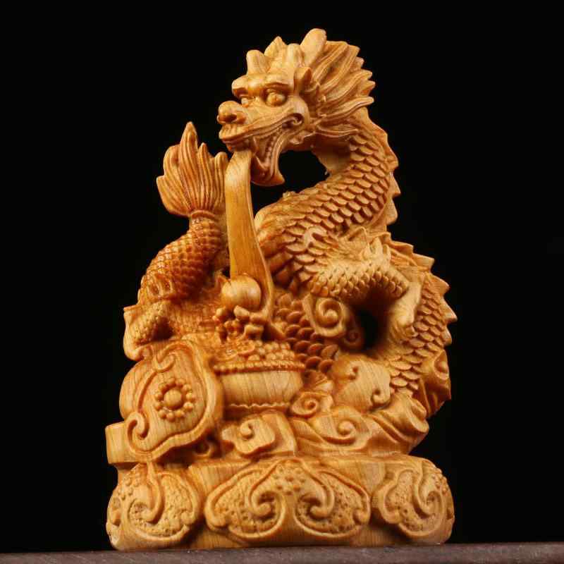 楽天市場】中国風 龍 神龍 木彫り 置物 風水 開運 高級天然ツゲ