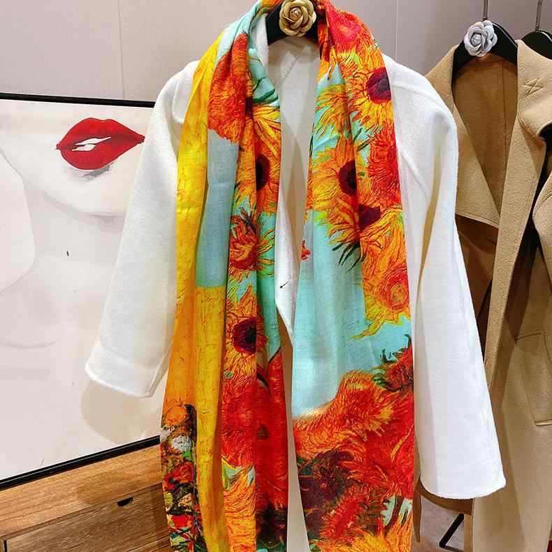 ストール レディース カシミヤタッチ デジタルプリント 水墨画風 アート柄 レトロ 大判 ロング 保温 防寒 UV対策 ショール ファッション小物 通勤 通学 普段使い オフィス カジュアル 上質 エレガント 10,556円