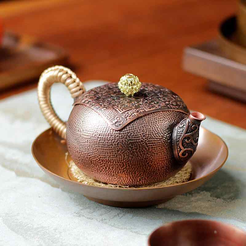 ティーポット 茶器 銅製 湯わかし 純銅 無ペンキ塗り レトロ 温水器 ポット 身寄り用 アウトドア 難民キャンプ アンティーク製作 和風 茶道 茶道具 普段使い