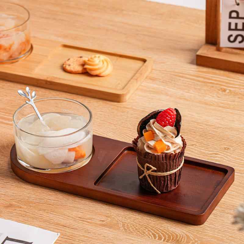 トレイ 無垢材 アフタヌーンティー デザートプレート パン スイーツ 朝食 カフェ レトロ ヴィンテージ スタイル 業務用 断熱