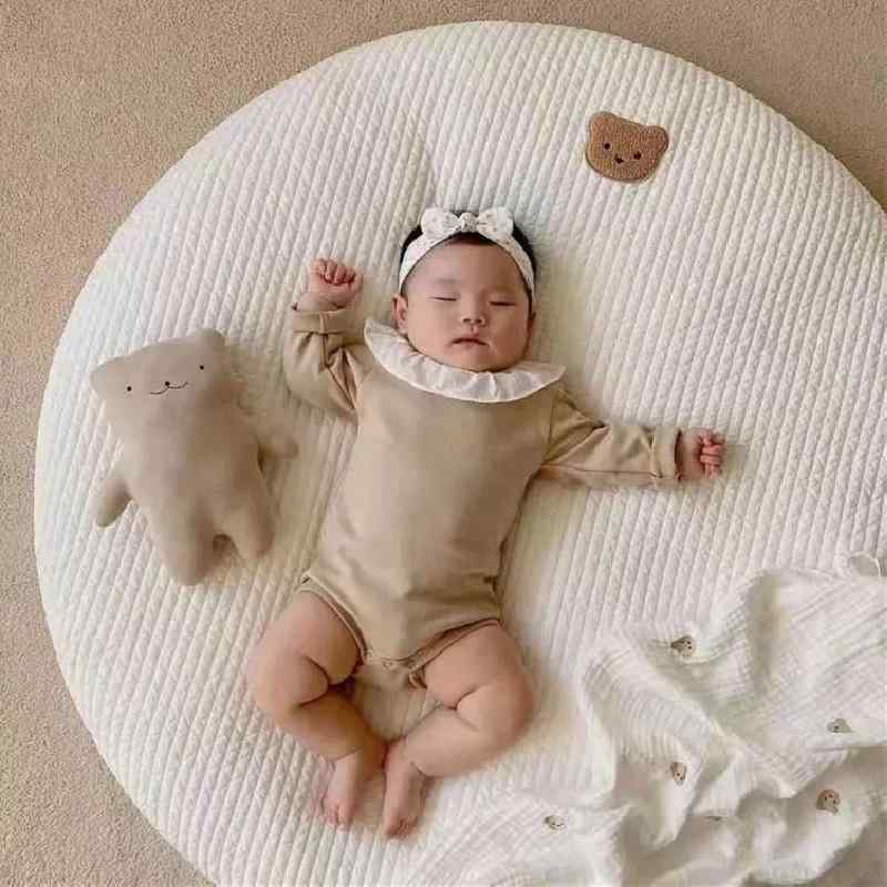 ベビーマット かわいい クマ キルティング 円形 赤ちゃん プレイマット 新生児 撮影用 寝相アート インテリア 子供部屋 ふわふわ ファブリック製