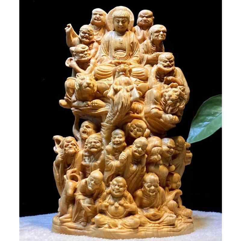 仏像 置物 十八羅漢 如来像 崖柏 無垢材 木彫り 手彫り 開運 招福 無病息災 厄除け 縁起物 風水 インテリア オブジェ 供養