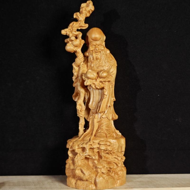縁起物 置物 寿老人 寿桃 長寿祈願 開運招福 崖柏材 天然木 無垢材 木製 精巧 彫刻 透かし彫り 手彫り 卓上飾り リビング 玄関 インテリア 和モダン アジアンテイスト 5,703円