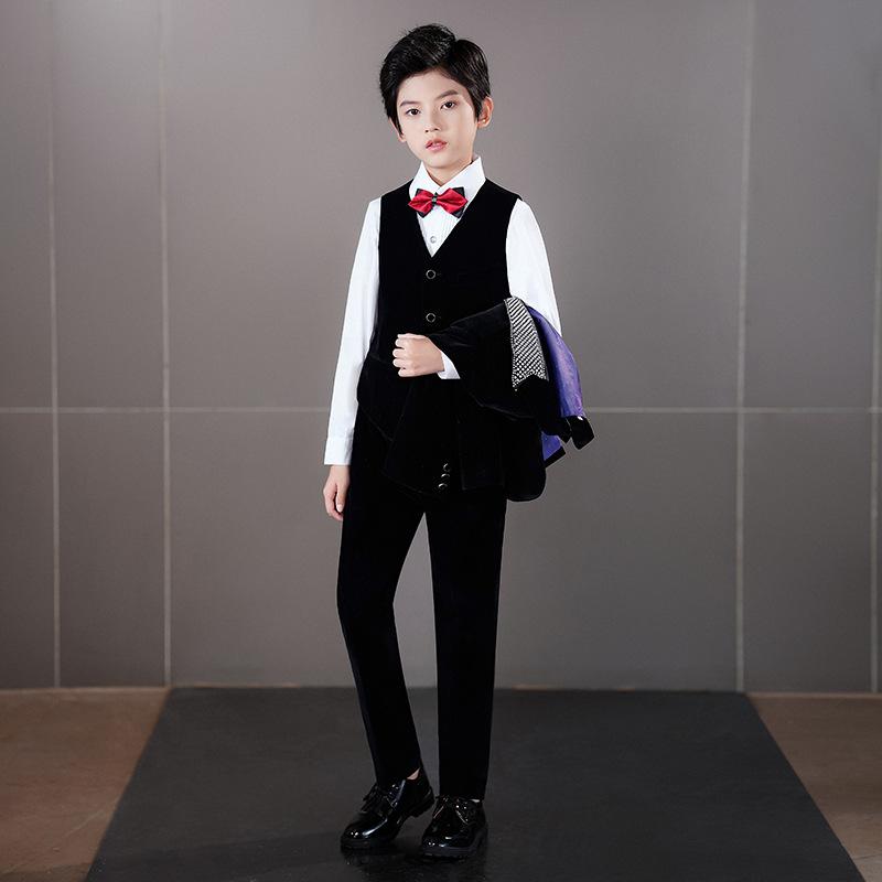 キッズ 男の子 フォーマルスーツ セットアップ ピアノ発表会 結婚式 演奏会 舞台衣装 ステージ衣装 リングボーイ 小学生 入学式 卒業式 オールシーズン 長袖 シングルブレスト ポリエステル混紡