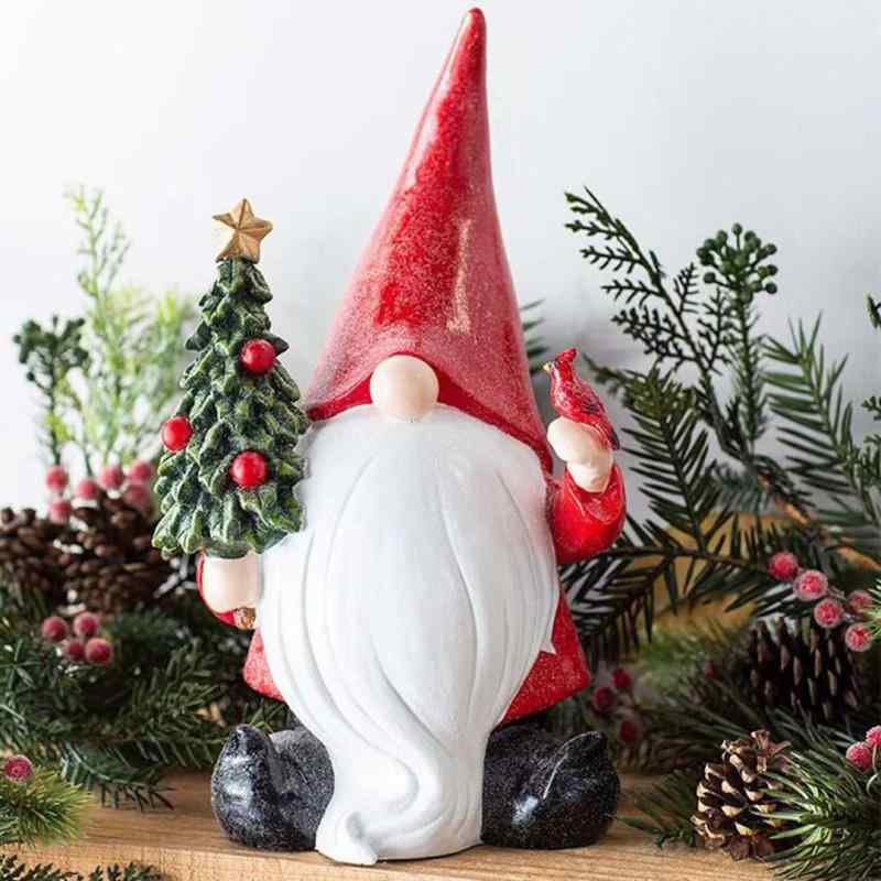 置物 クリスマス サンタクロース 白ひげ 小人 ドワーフ 卓上 デスク デコレーション フィギュア オブジェ 合成樹脂製 インテリア 装飾