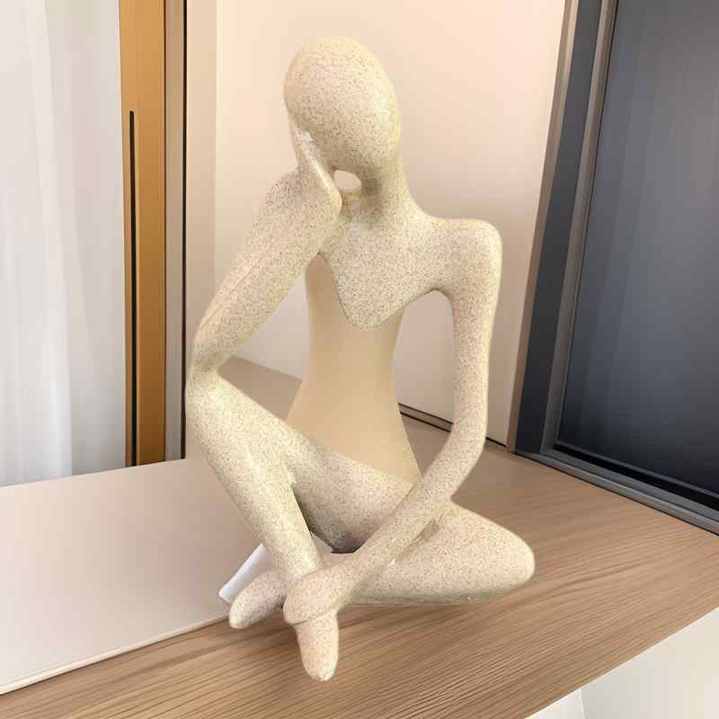置物 北欧風 モダン抽象 瞑想する人 砂岩製 大型 アート インテリア飾り 禅風デザイン リビング 書斎 オフィス 卓上 おしゃれ ユニークな人物像
