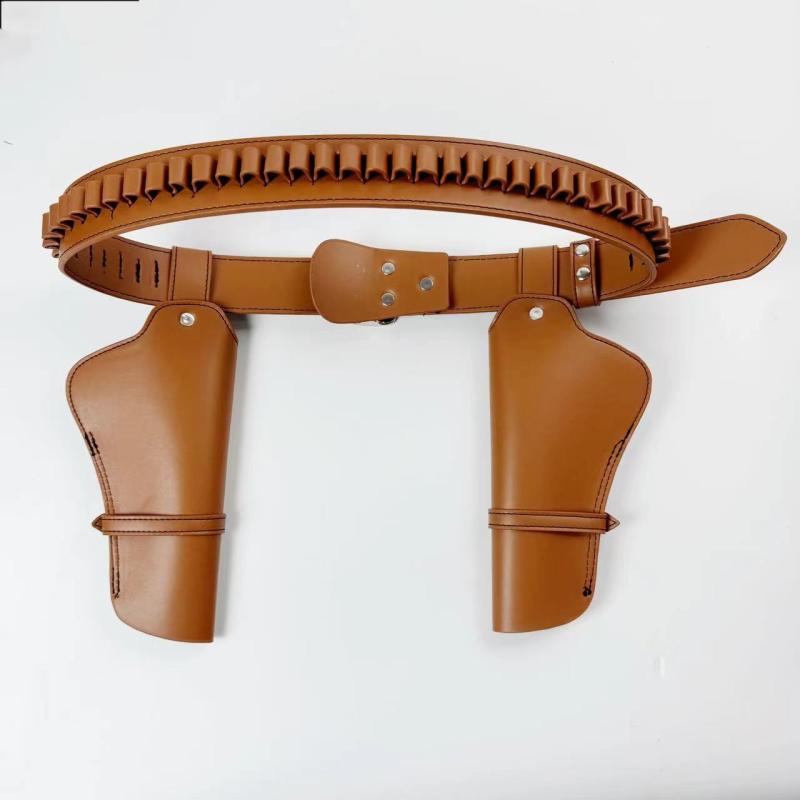 ウエストバッグ レッグポーチ ホルスター 本革 タクティカル コスプレ ダブルガン 道具入れ 合金製ピンバックル ブラック ダークブラウン 太め 幅広 腰ベルト