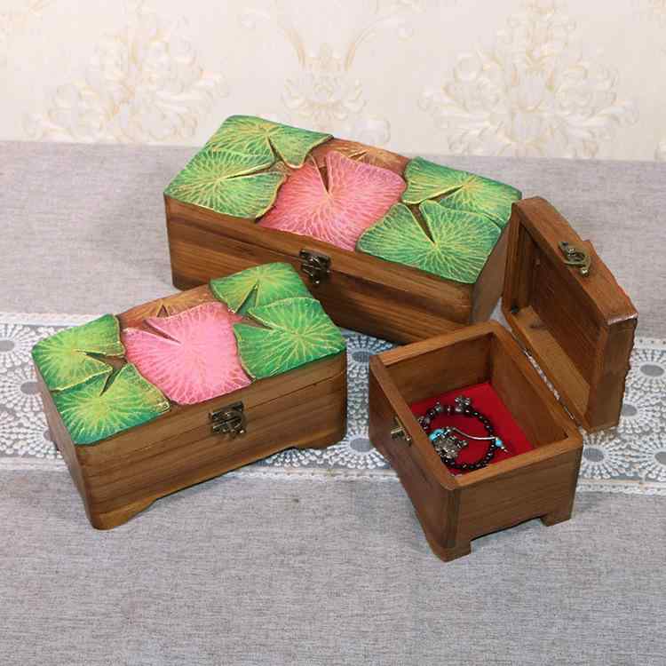 ジュエリーボックス アクセサリーケース 木製 天然木 手作り 手描き タイ雑貨 東南アジア プリンセス 小物収納 おしゃれ かわいい ブレスレット ネックレス ピアス イヤリング 卓上 宝石箱 プレゼント