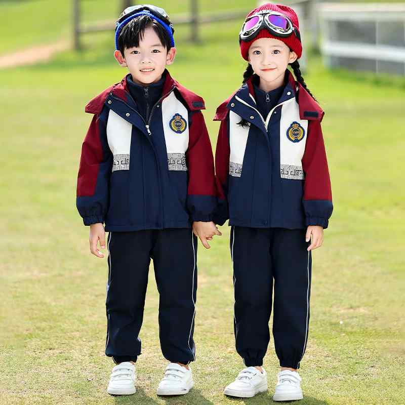 スクールジャージ キッズ 男女兼用 上下セット 厚手 小学生 中学生 通学服 体操服 運動会 スポーツウェア フード付き フルジップ ポリエステル製 赤 3点セット