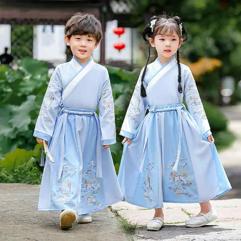 子供服 キッズ 男女兼用 漢服 唐装 ワンピース ドレス 中国風 伝統衣装 舞台衣装 発表会 イベント衣装 コットン 綿 春秋 上品
