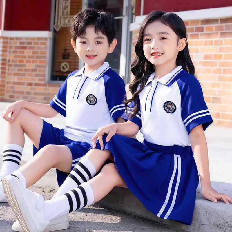 制服 セットアップ 小学生 園児 子供 男女兼用 春夏 半袖 スクールテイスト カジュアル スポーツ 綿 コットン ソフト加工 通学 通園 上下2点セット 4,737円