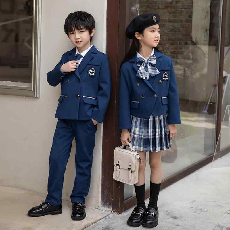 ユニフォーム キッズ 男女兼用 学院制服 小学生 中学生 連合王国風 3点仕かける 背広 セットアップ 上衣 ティーシャツ ズボン下 スコート シングル名取り草 綿 綿織物 歳月 フォーマル 卒式 はいり込む式 告げ知らせる会 キッズファッション-その他-キッズ・ベビー・マタニティ