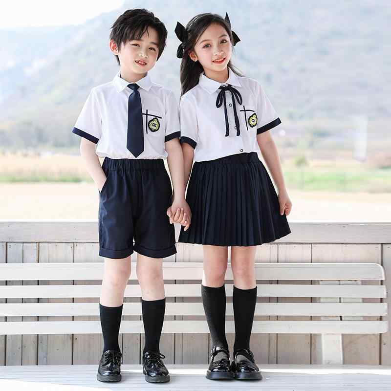制服 キッズ 男女兼用 半袖 スカート セットアップ 春夏 幼稚園 小学生 卒業式 発表会 合唱 演奏会 フォーマル 衣装 綿 コットン スクール風