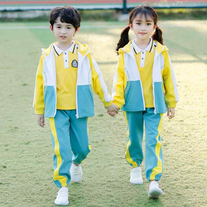 学生服 キッズ 子供 男の子 女の子 幼稚園 小学生 スクールユニフォーム 園服 アカデミー風 スポーツウェア 運動 ジャージ 上下セット ジップアップ 3点セット 綿素材 通学 普段使い カジュアル