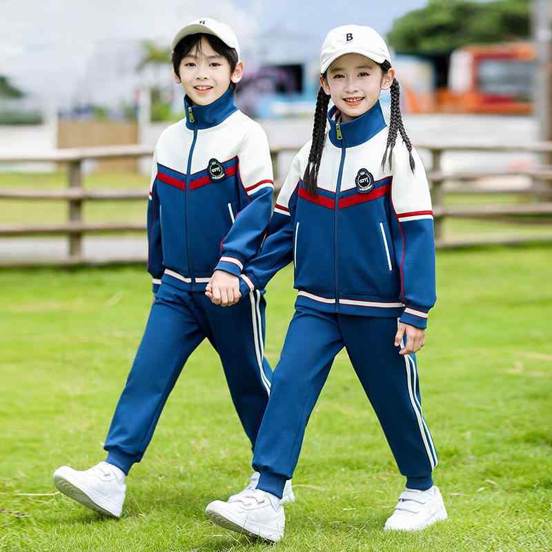 スクールユニフォーム キッズ 小学生 幼稚園 園児 男女兼用 春秋 スポーツウェア セットアップ 3点セット 綿 コットン ジップアップ 長袖 パンツ 上下セット 運動会 通学