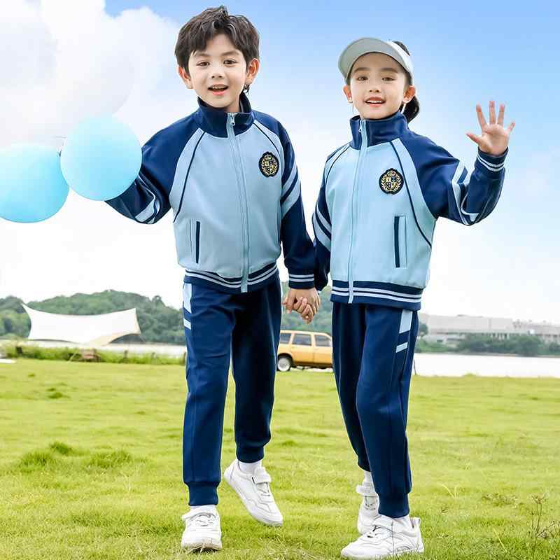 スクールユニフォーム キッズ 小学生 幼稚園児 男女兼用 春秋 スポーツウェア ジップアップ セットアップ 綿混素材 イギリス風 ブリティッシュスタイル カジュアル 上下セット 3点セット 4点セット 柔らかな肌触り