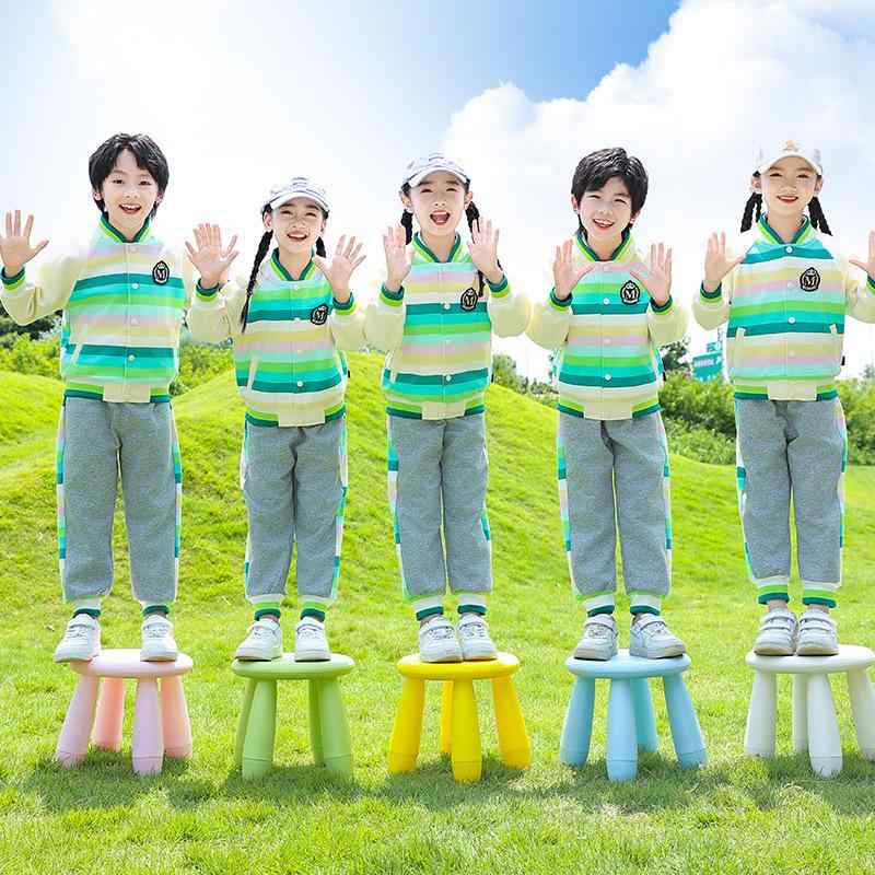スポーツウェア キッズ 男女兼用 小学生 中学生 運動着 カジュアル セットアップ 春秋 綿 フードなし フルジップ ジャケット ロングパンツ ベースボール