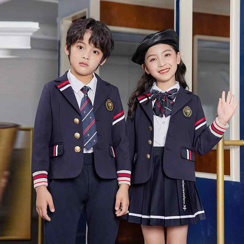 制服 キッズ ジュニア 男女兼用 ブリティッシュスタイル スクールブレザー ベスト パンツスーツ 3点セット コットン フォーマルスーツ 入学式 卒業式 発表会 通学 春秋