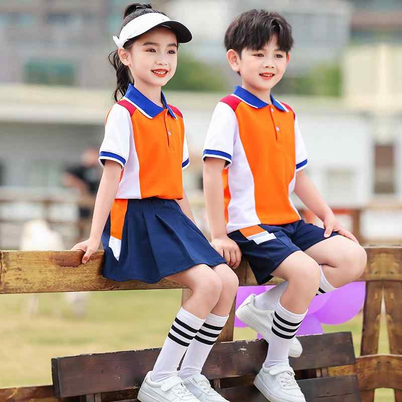 スクールウェア キッズ 半袖 スカート 夏用 幼稚園 小学生 男女兼用 通学服 綿混 運動着 カジュアル 上下セット 卒園式 入学式 発表会
