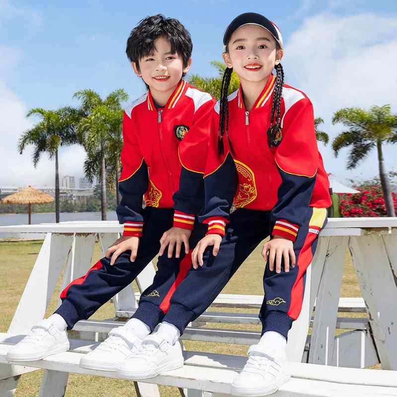 校服 キッズ 男の子 女の子 ブリティッシュスタイル スポーツウェア 綿 コットン 赤 レッド ジップアップジャケット セットアップ 発表会 春夏秋冬 4,689円